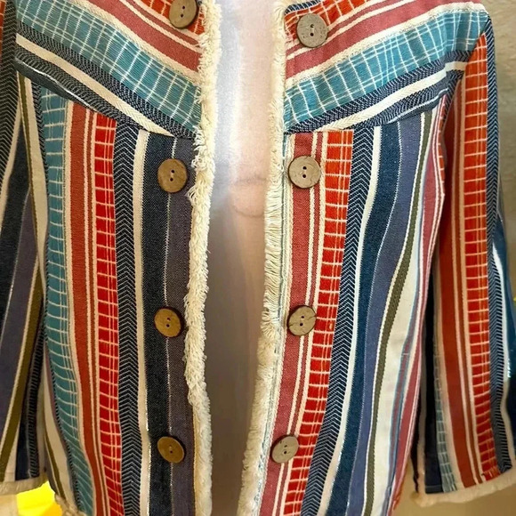 Coldwater Creek multi color stripes open Cardigan W’s size 12/P - Picture 2 of 13